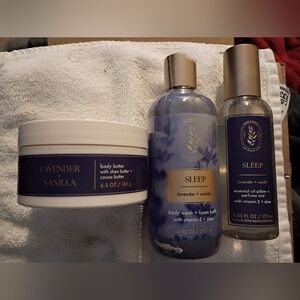 Brand New Bath And Body Works Lavender Vanilla Body Wash . Mist And Butter Set